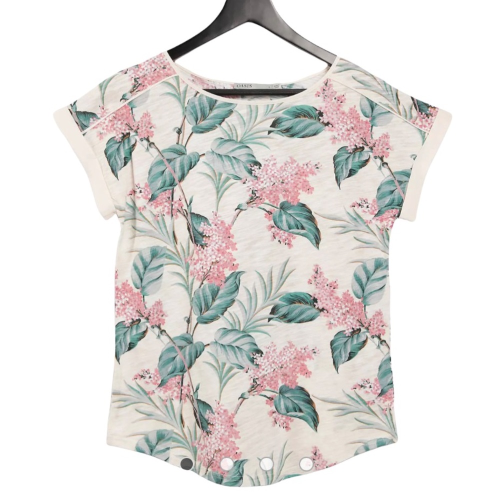 ASOS Oasis Foral T-shirt in White NWT